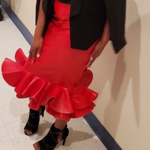 Red ruffle skirt